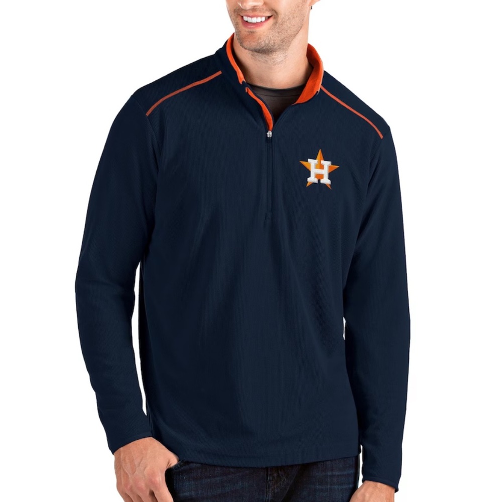 Houston Astros Antigua Navy Glacier Quarter-Zip Pullover Jacket Men’s Medium